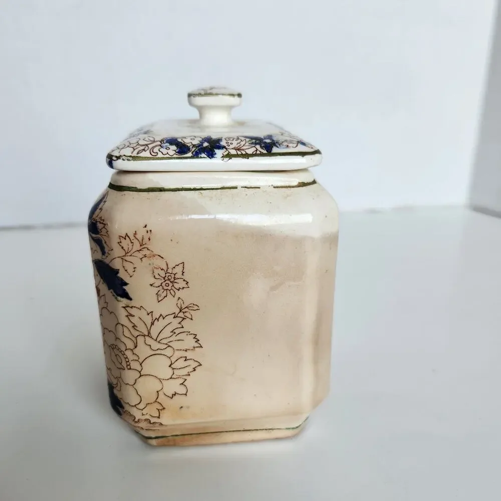 Ca. 1910 Antique Hand Painted Japanese Royal Crown Tea Caddy